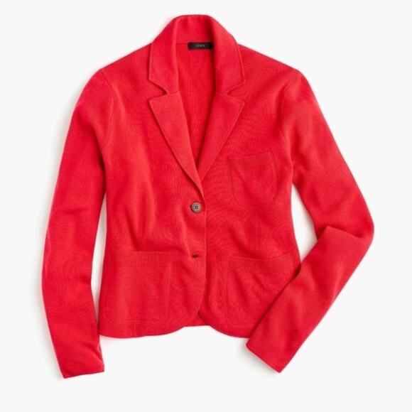 J. CREW Wool Blend Sweater Blazer Cherry Red {X20} - Picture 1 of 6